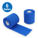 Gazofix Color 8 cm x 20 m, blau kohäsive Fixierbinde, 6 Stück