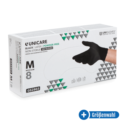 Unigloves Black Latex-Handschuhe, puderfrei, 100 Stück