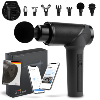 OrthoGun 3.0 Massagepistole inkl. Ortho-App | 7 Aufsätze