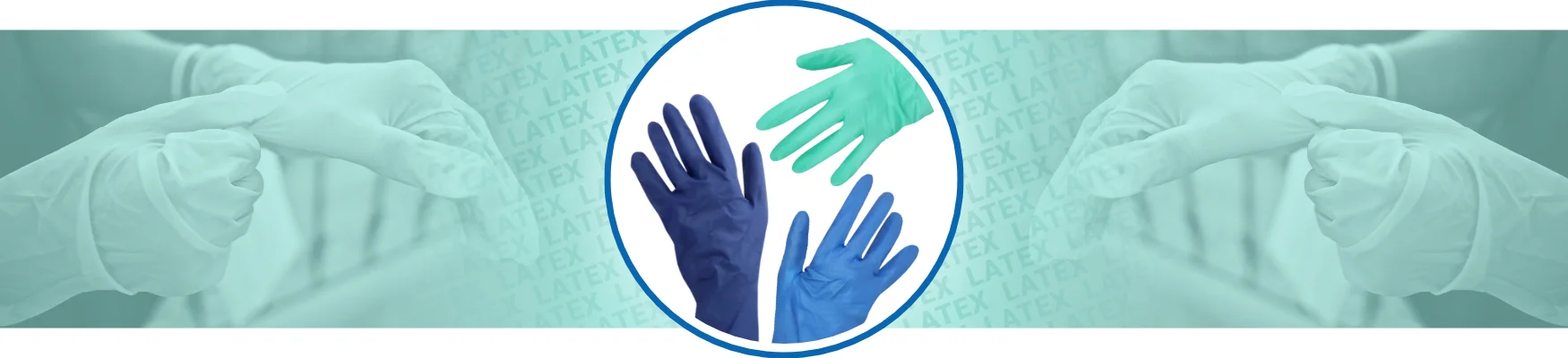 Banner mit Latexhandschuhen