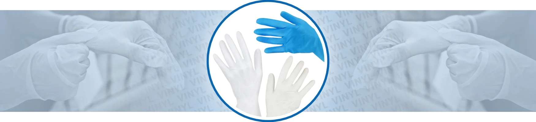 Banner Vinylhandschuhe werden angezogen
