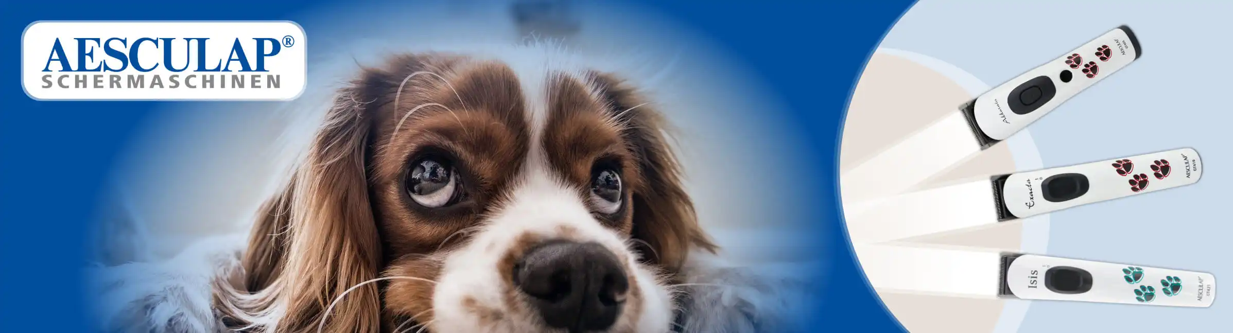Banner: Aesculap Schermaschinen mit Hund