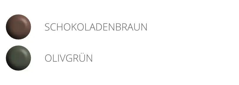Farben: Schokoladenbraun, Olivgrün