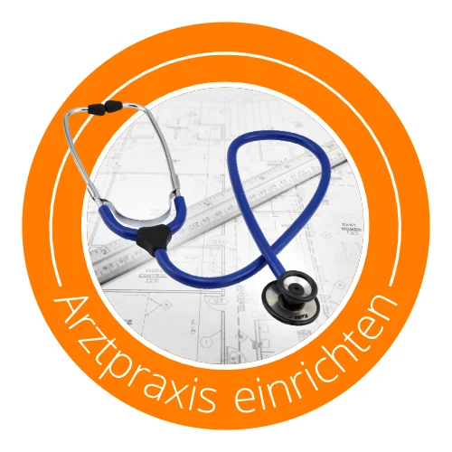 Icon Arztpraxis-einrichten Stethoskop auf Bauzeichnung