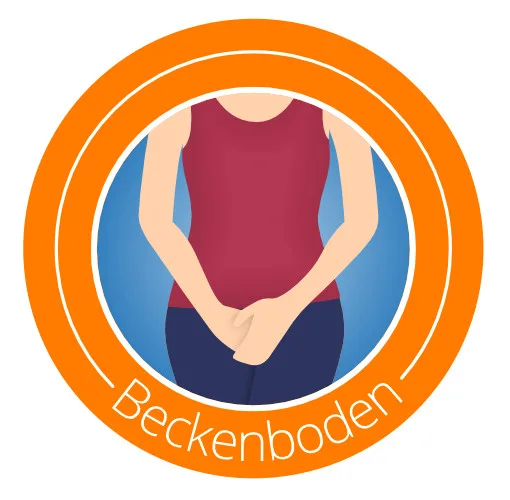 Icon-Grafik Frau, Text: Beckenboden