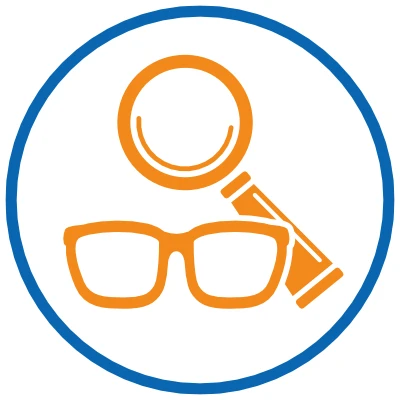 Grafik, Brille und Lupe