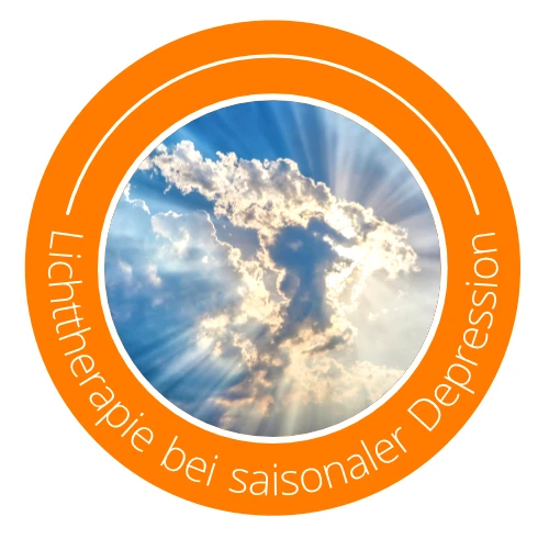 Icon-Bild Lichtdurchflutete Wolken, Text: Lichttherapie bei saisonaler Depression