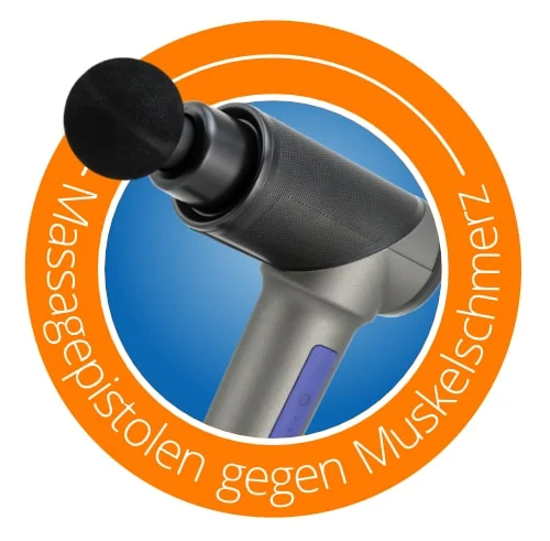 Icon-Bild mit Orthogun, Text: Massagepistolen-gegen-Muskelschmerzen